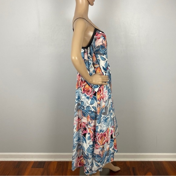 NEW ELIZABETH AND JAMES SILK FLORAL PRINT MIDI SLIP DRESS - Picture 4 of 6